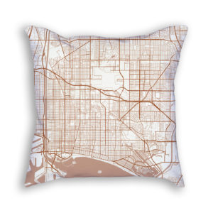 Long Beach CA City Map Art Decorative Throw Pillow