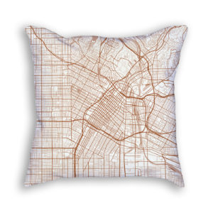 Los Angeles CA City Map Art Decorative Throw Pillow