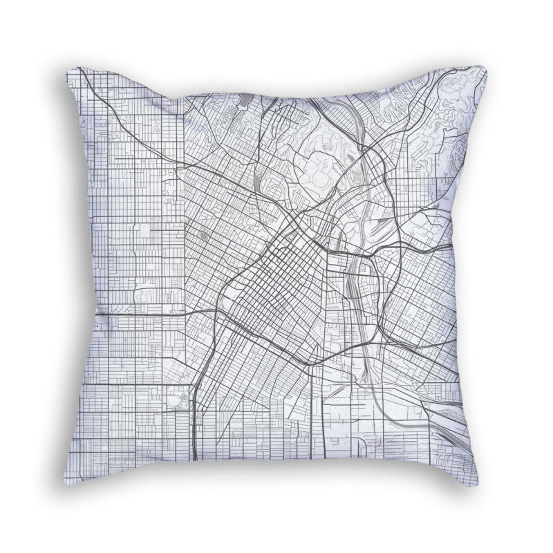 Los Angeles California City Map Art Decorative Throw Pillow