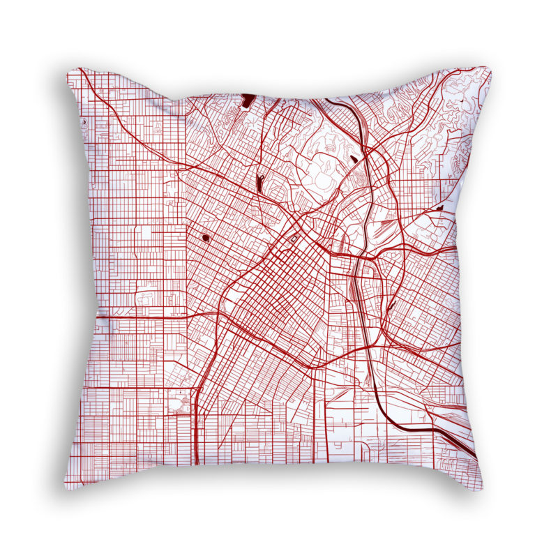 Los Angeles California City Map Art Decorative Throw Pillow