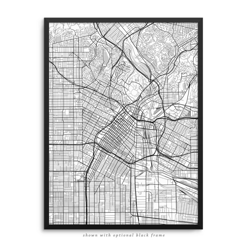 Los Angeles CA City Street Map White Poster