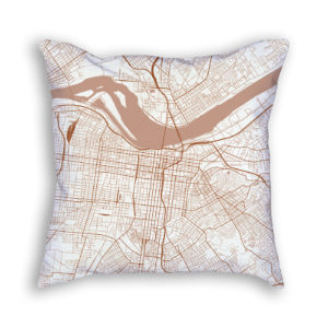 Louisville Kentucky City Map Art Decorative Throw Pillow