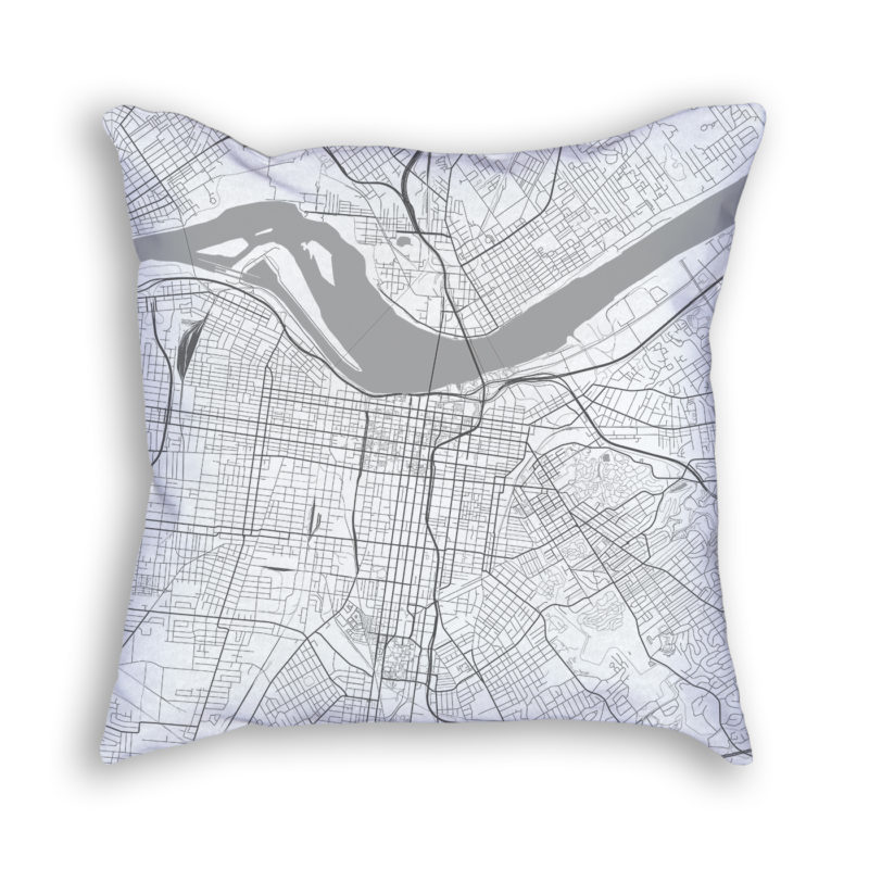 Louisville Kentucky City Map Art Decorative Throw Pillow