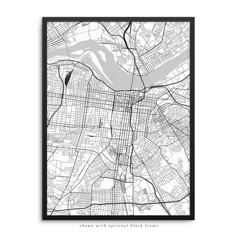 Louisville KY City Street Map White Poster