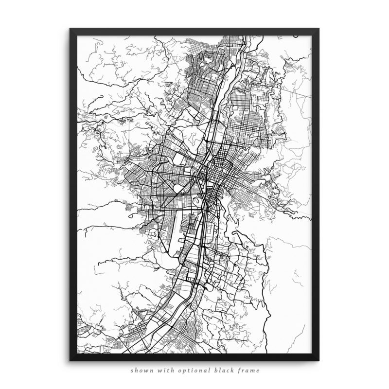 Medellin Colombia City Street Map White Poster