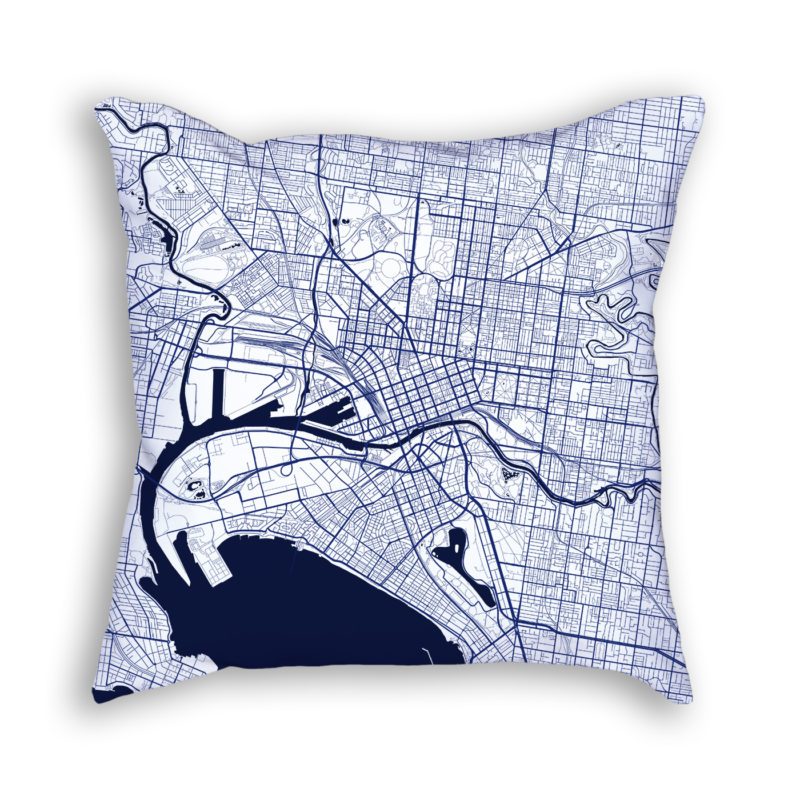 Melbourne Australia City Map Art Decorative Throw Pillow