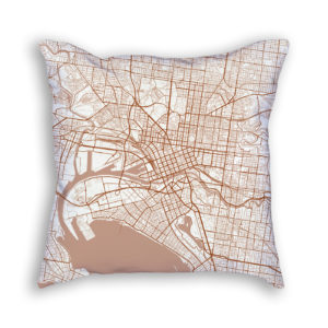 Melbourne Australia City Map Art Decorative Throw Pillow