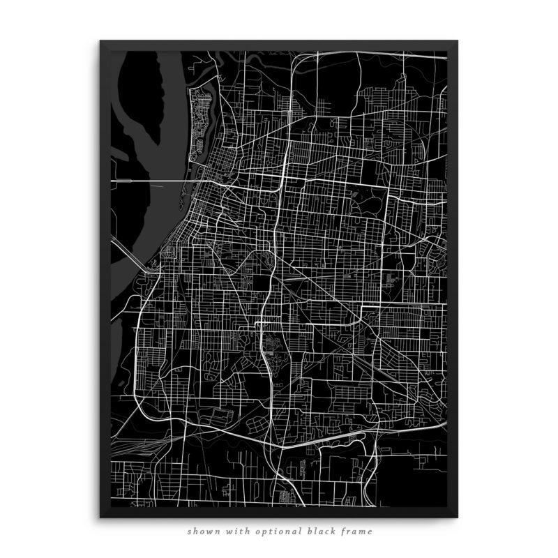 Memphis TN City Street Map Black Poster