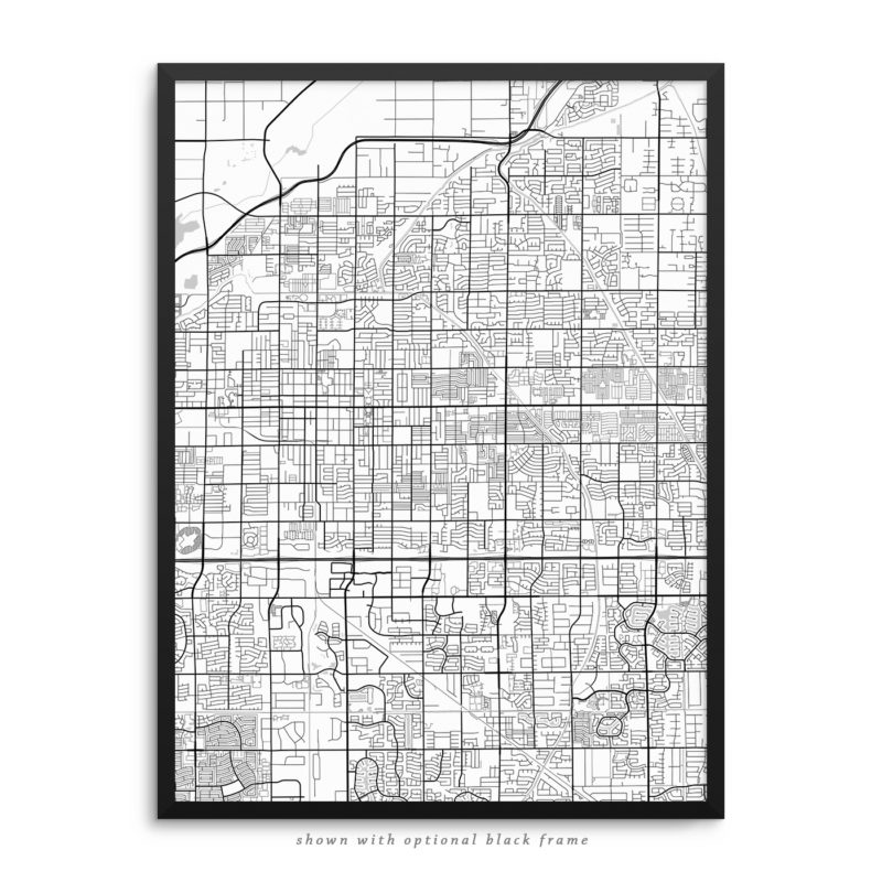 Mesa AZ City Street Map White Poster