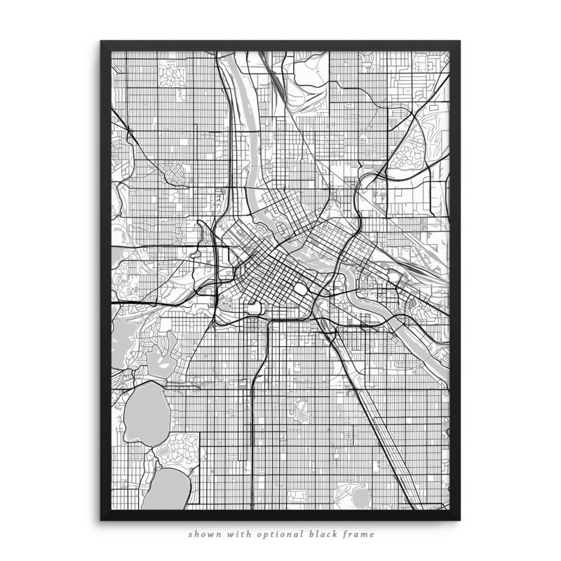 Minneapolis MN City Street Map White Poster