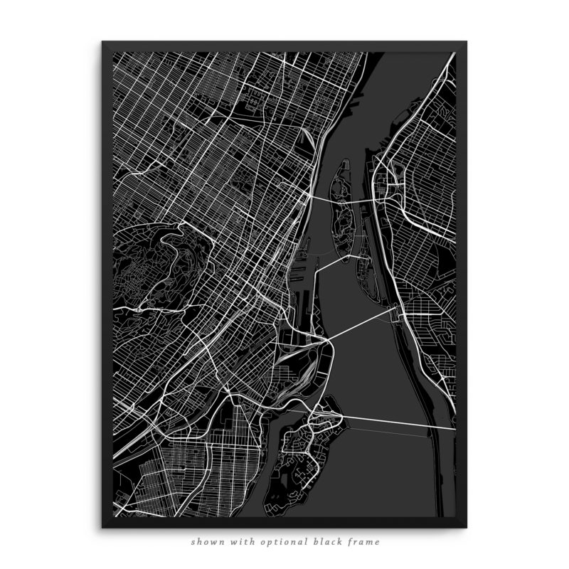 Montreal Canada City Street Map Black Poster