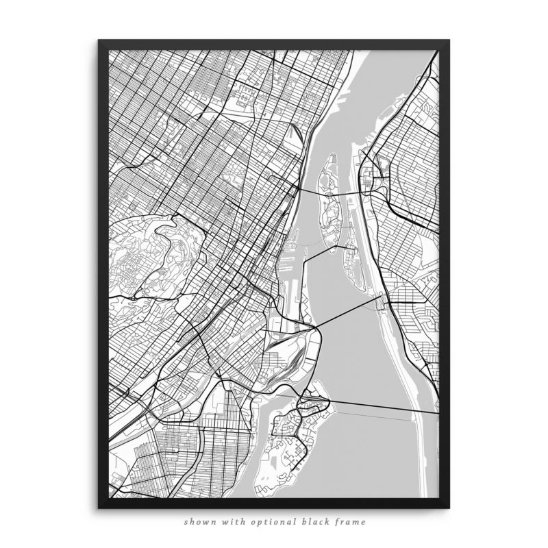 Montreal Canada City Street Map White Poster