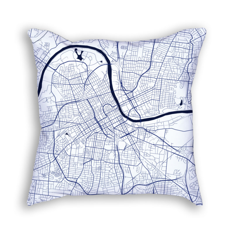 Nashville Tennessee City Map Art Decorative Throw Pillow