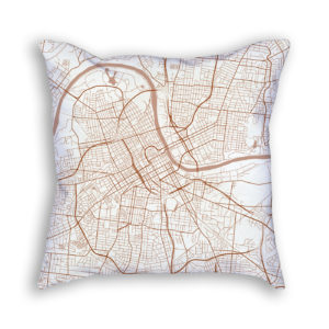 Nashville Tennessee City Map Art Decorative Throw Pillow