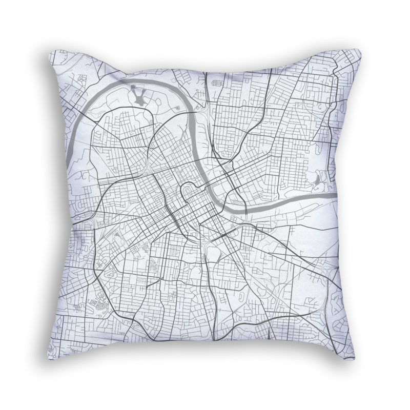 Nashville Tennessee City Map Art Decorative Throw Pillow