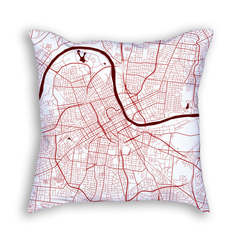 Nashville Tennessee City Map Art Decorative Throw Pillow