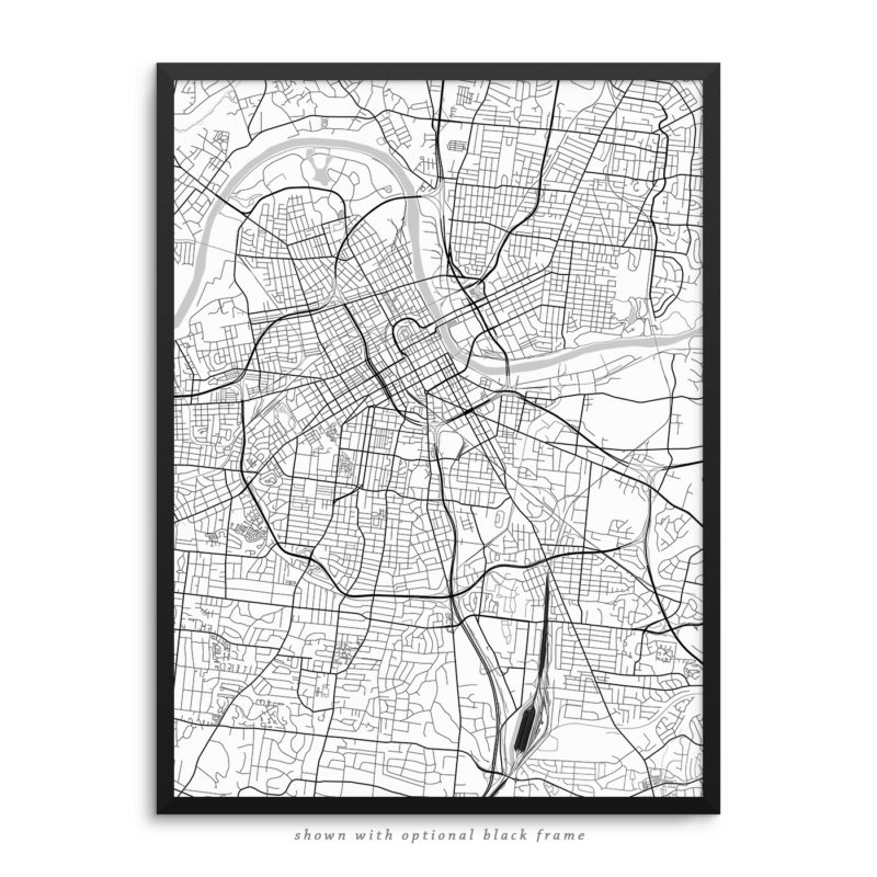 Nashville TN City Street Map White Poster