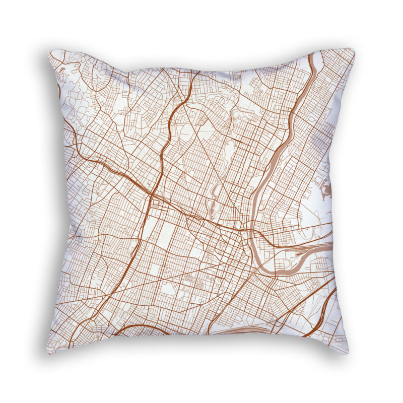 Newark NJ City Map Art Decorative Throw Pillow