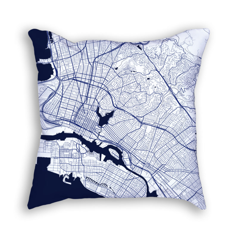 Oakland California City Map Art Decorative Throw Pillow