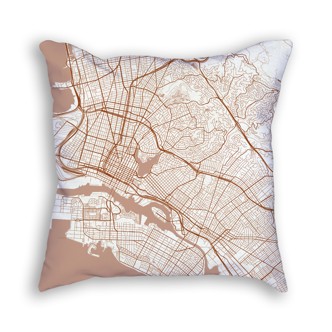 Oakland CA City Map Art Decorative Throw Pillow