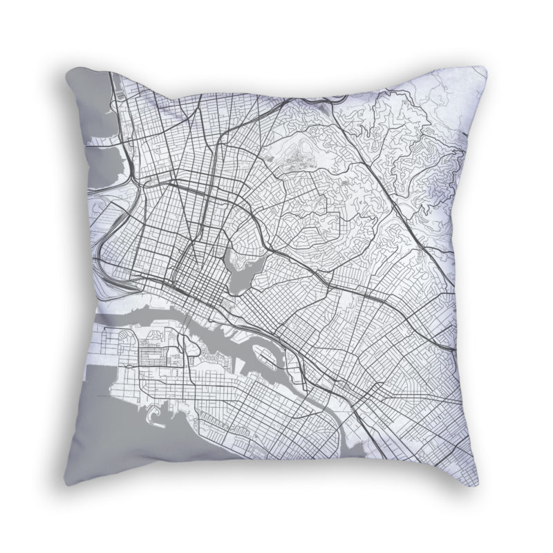 Oakland California City Map Art Decorative Throw Pillow