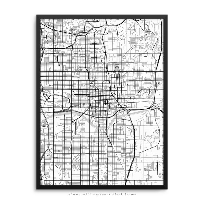 Oklahoma City OK City Street Map White Poster