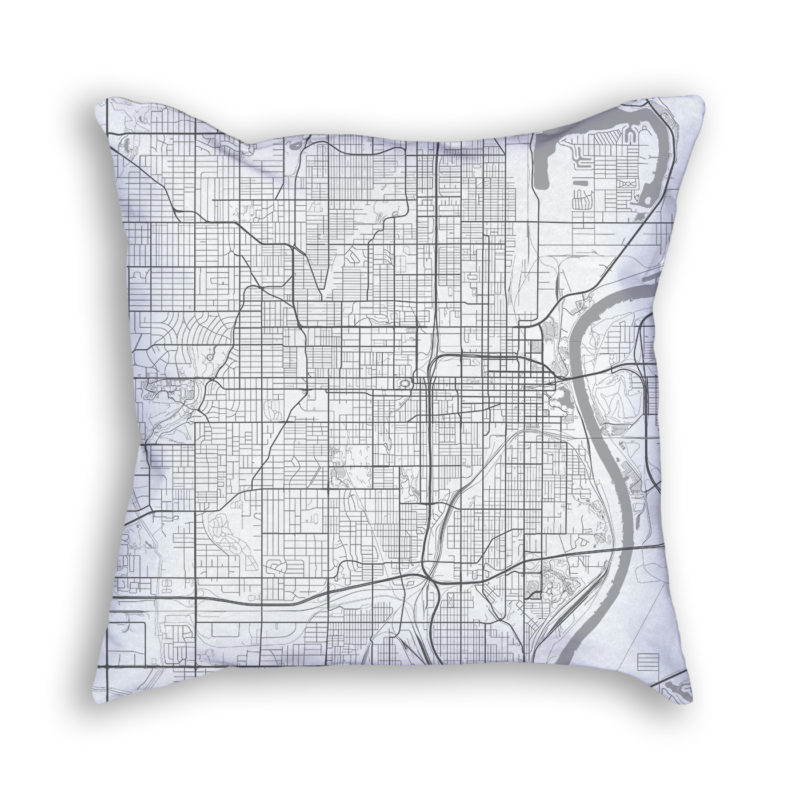 Omaha Nebraska City Map Art Decorative Throw Pillow