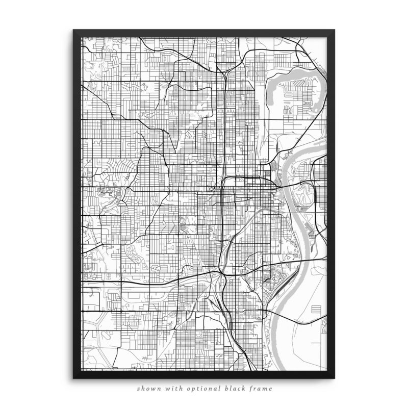 Omaha NE City Street Map White Poster