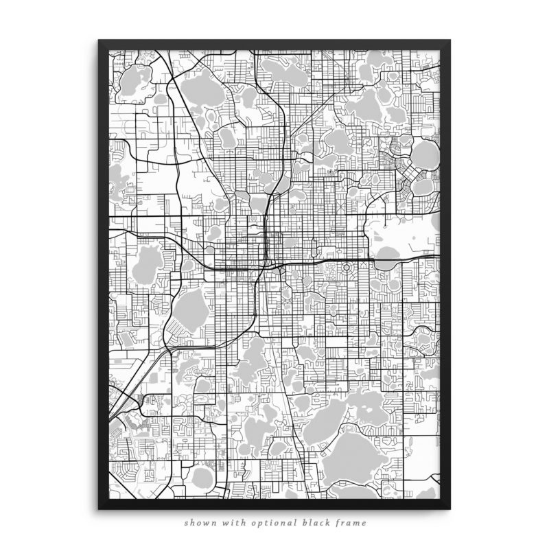 Orlando FL City Street Map White Poster