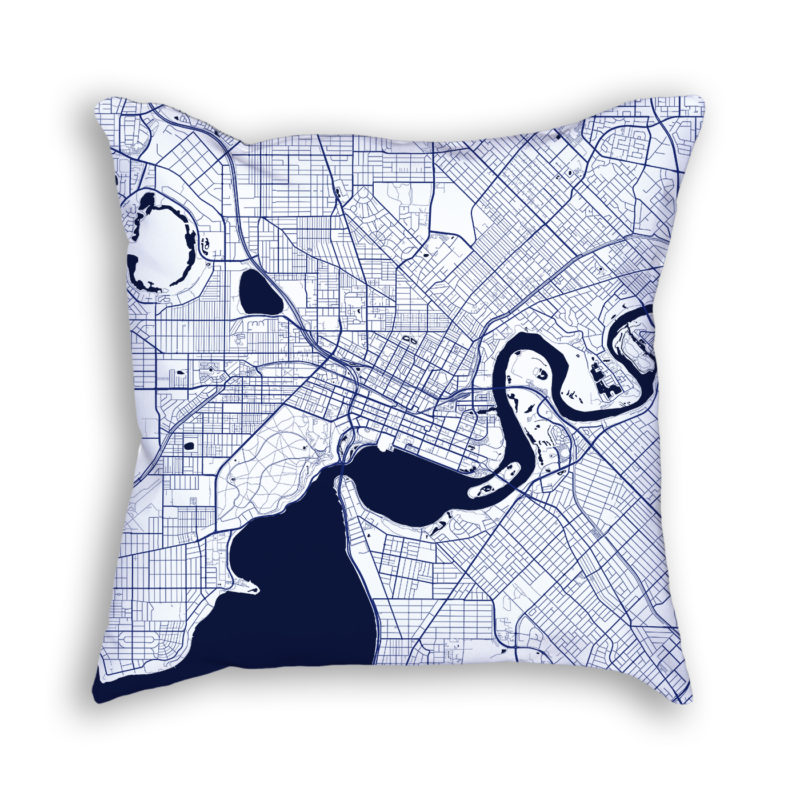 Perth Australia City Map Art Decorative Throw Pillow