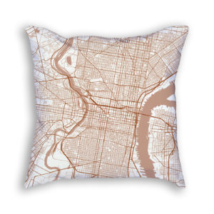 Philadelphia PA City Map Art Decorative Throw Pillow