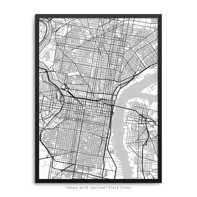 Philadelphia PA City Street Map White Poster