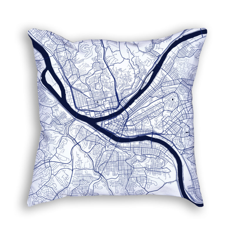 Pittsburgh Pennsylvania City Map Art Decorative Throw Pillow