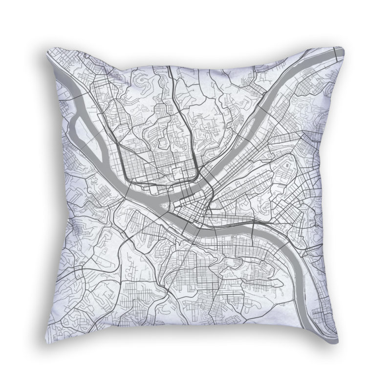 Pittsburgh Pennsylvania City Map Art Decorative Throw Pillow
