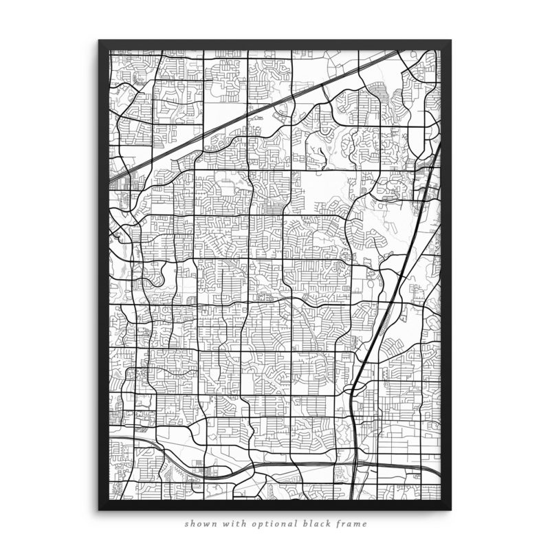 Plano TX City Street Map White Poster