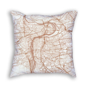 Prague Czech Republic City Map Art Decorative Throw Pillow