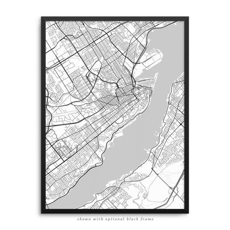 Quebec City Canada City Street Map White Poster