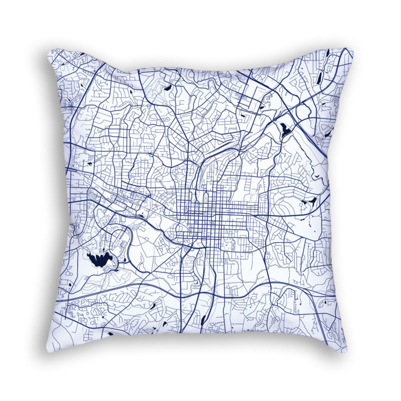 Raleigh North Carolina City Map Art Decorative Throw Pillow