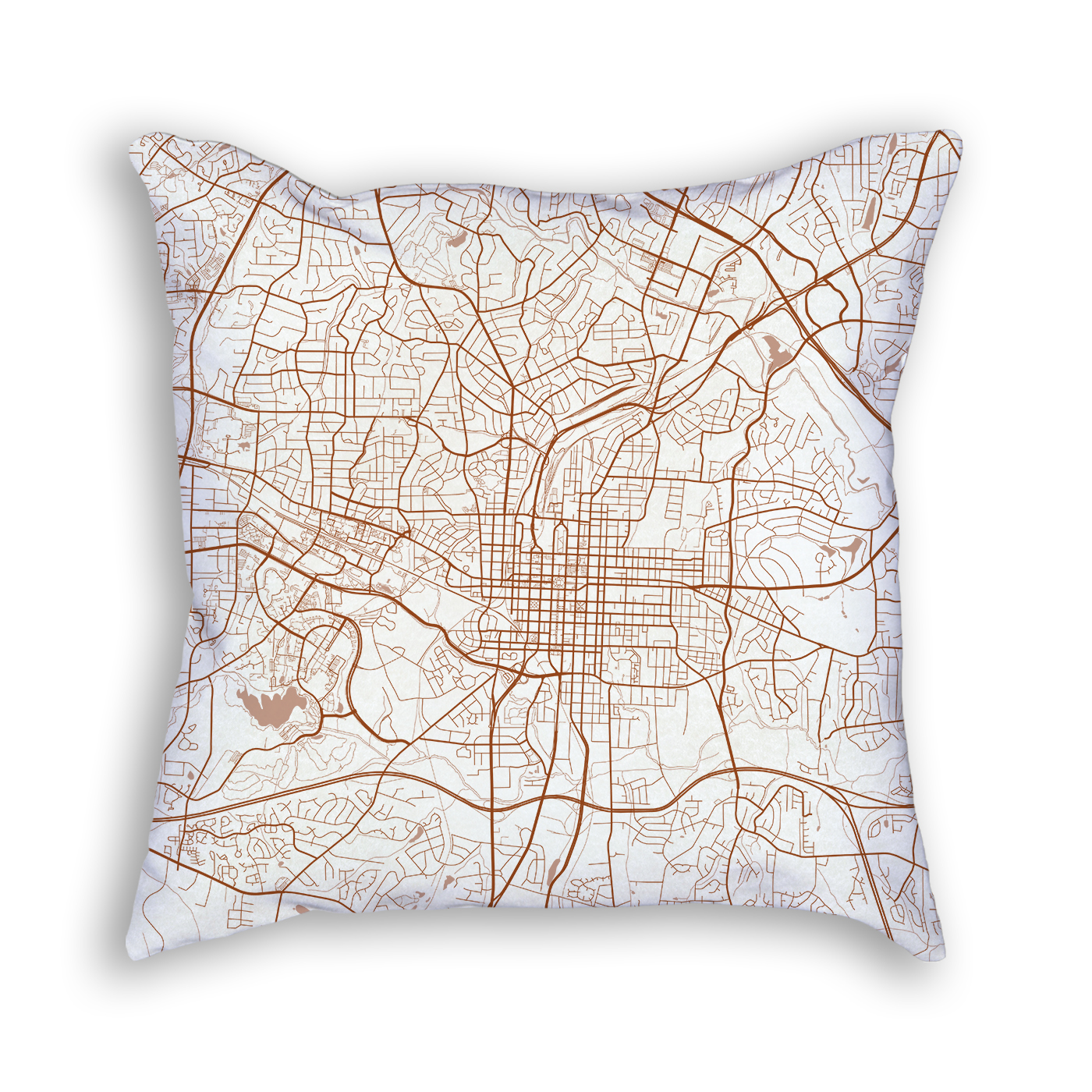 Raleigh NC City Map Art Decorative Throw Pillow