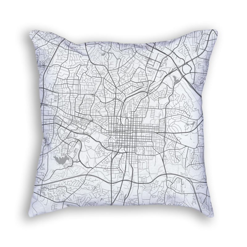 Raleigh North Carolina City Map Art Decorative Throw Pillow