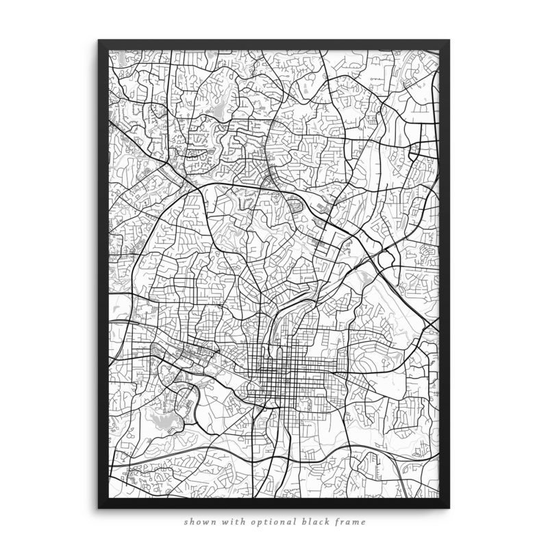 Raleigh NC City Street Map White Poster