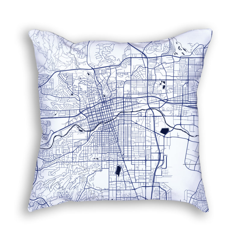 Reno Nevada City Map Art Decorative Throw Pillow