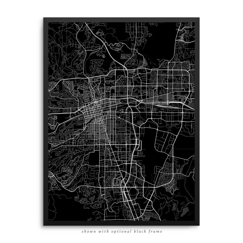 Reno NV City Street Map Black Poster