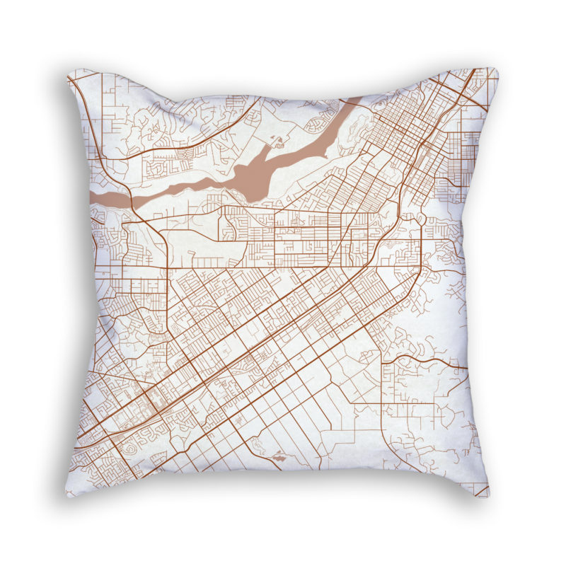 Riverside CA City Map Art Decorative Throw Pillow