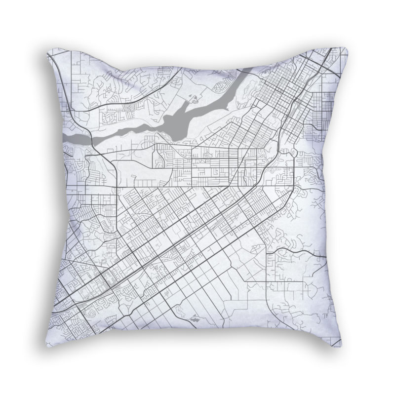 Riverside California City Map Art Decorative Throw Pillow