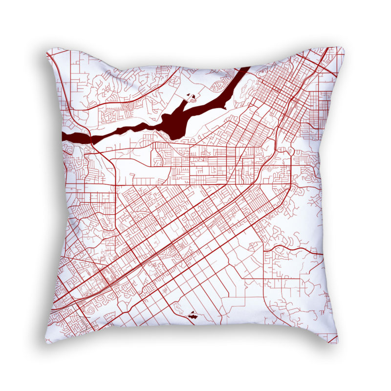 Riverside California City Map Art Decorative Throw Pillow