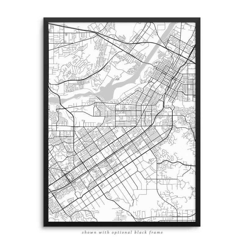 Riverside CA City Street Map White Poster