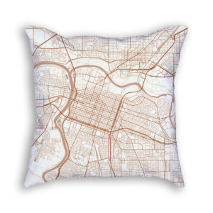 Sacramento CA City Map Art Decorative Throw Pillow