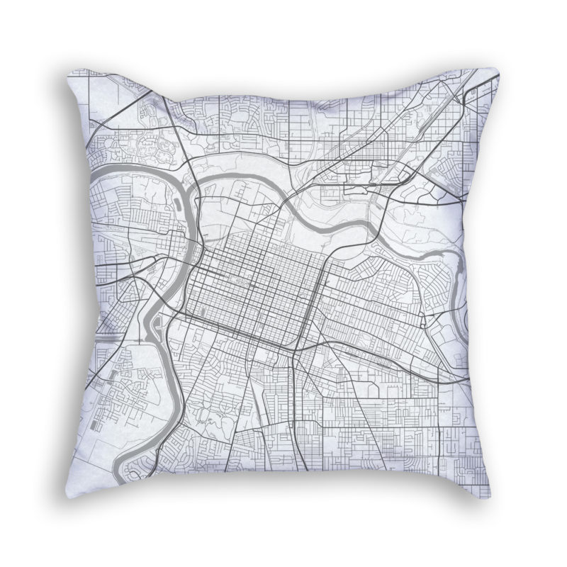 Sacramento California City Map Art Decorative Throw Pillow