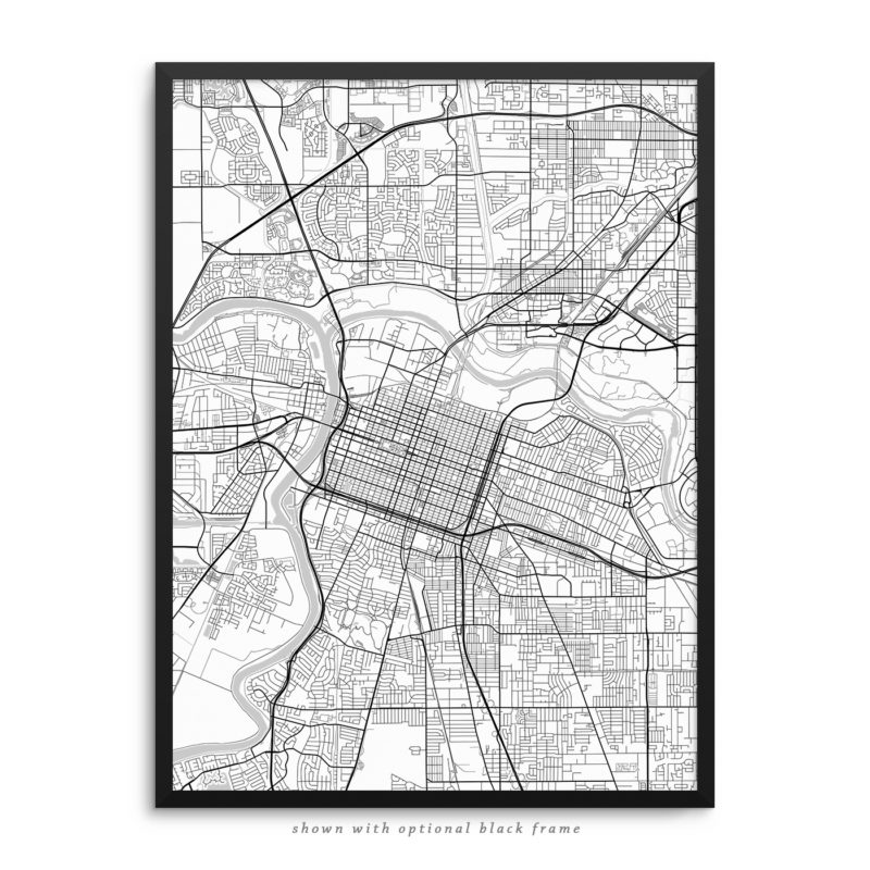 Sacramento CA City Street Map White Poster